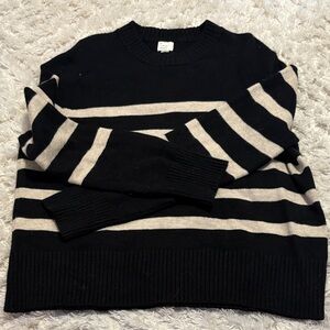 a new day Black and Cream Striped Crewneck Sweater